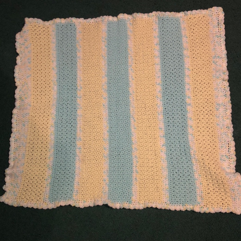 Gender neutral hand made crochet baby blanket